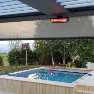 Pergola bioclimatique alu avec chauffage d'appoint